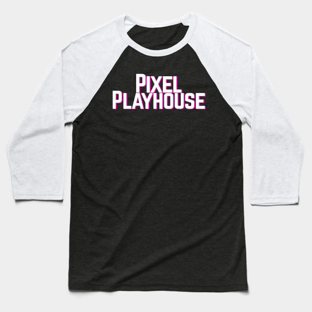 Pixel Playhouse White Logo Baseball T-Shirt by Pixel Playhouse
